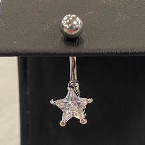 Clear Star Belly Button Ring